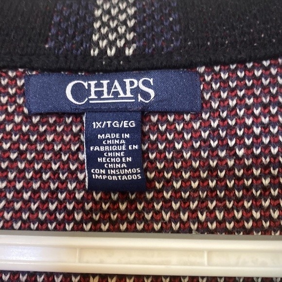 Chaps Womens Knit Sweater Moto Vest Size XXL Plaid Cotton Asymmetric Zip - Picture 3 of 8